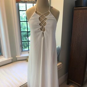 White lace up dress